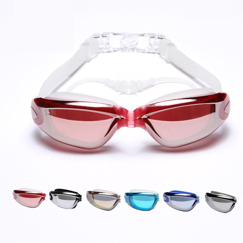 Zwembril voor heren en dames met oordopjes, waterdicht, anti-condens, uv-bescherming, zwembad, watersportbrillen, onderwaterbrillen