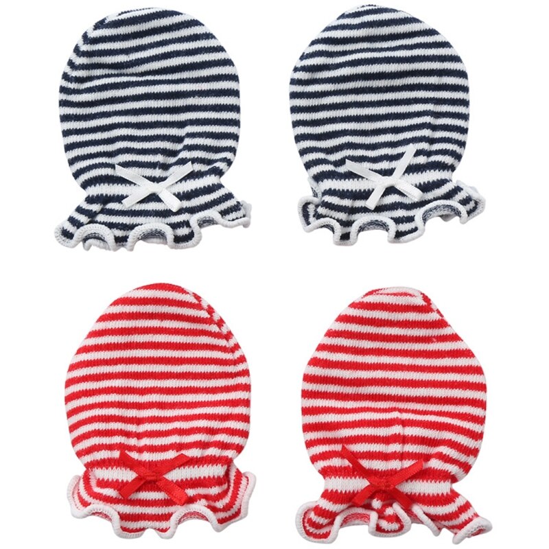 2 pares de moda bebê anti riscar luvas algodão recém-nascido proteção infantil rosto luvas manter dedo quente outono inverno: B