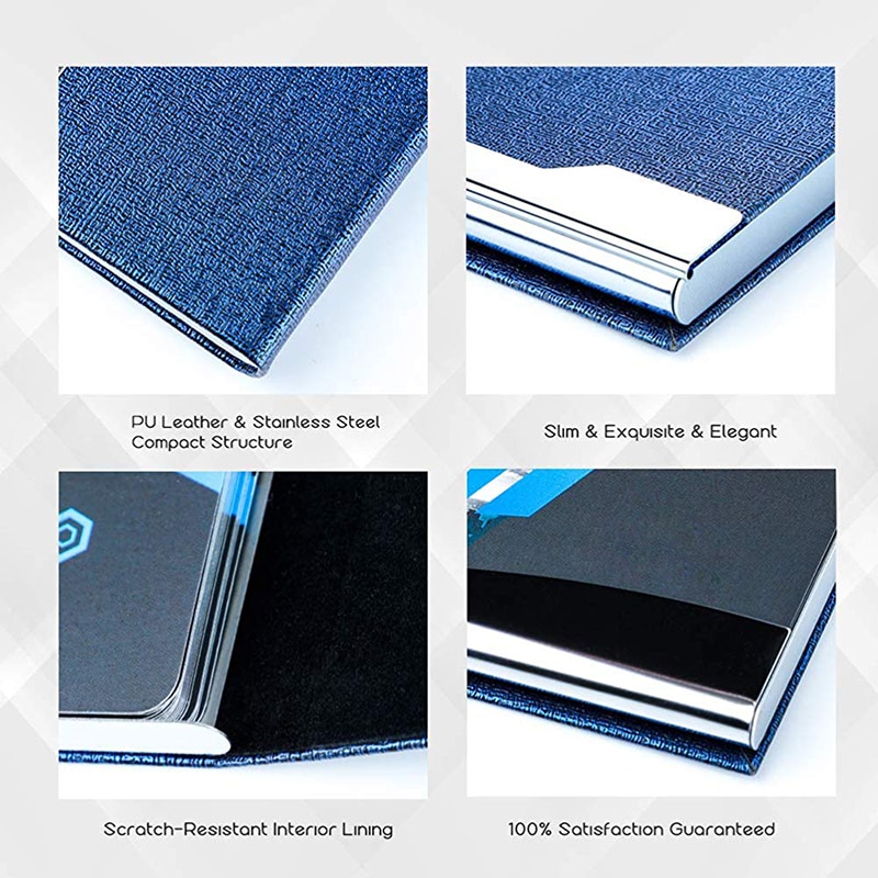 Business Card Holder with Magnetic Buckle Slim Stainless Steel Pocket Business Name Card Carrier Case