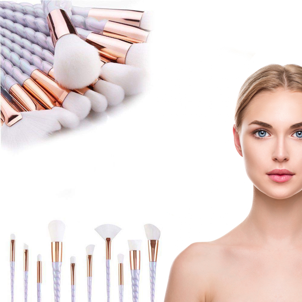 Set van s 10 make-upkwasten voor dames, spiraalvormige draad, wenkbrauw- en eyelinerkwasten, foundationkwasten en kwastenset