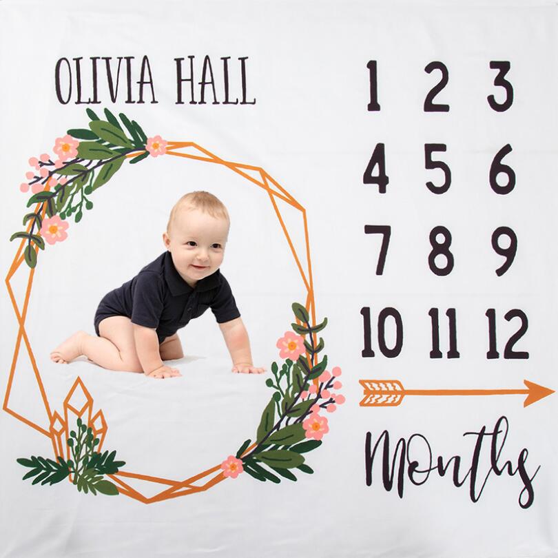 Baby Milestone Foto Props Achtergrond Dekens Dier Patroon Baby Speelmatten Achtergrond Doek Kalender Foto Accessoires Nordic: EF-86
