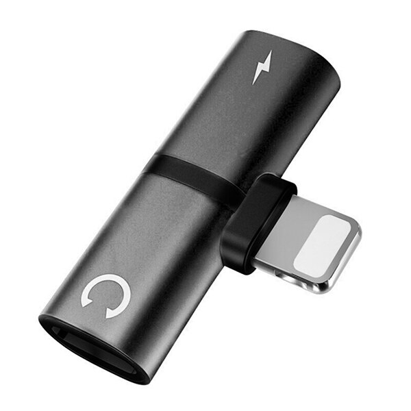 ! ACCEZZ Telefoon Adapter Verlichting Voor iphone X 8 7 Plus XS MAX XR 2 in 1 Opladen Audio Bellen Adapter oortelefoon AUX Splitter Kabel: Black