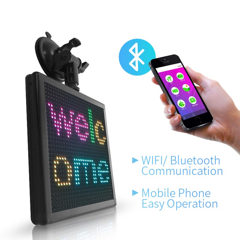 Bluetooth APP Control Car Emoticon Screen 32*32 dots Square LED Car Rear Window Display Digital Funny DIY GIF graffiti led board