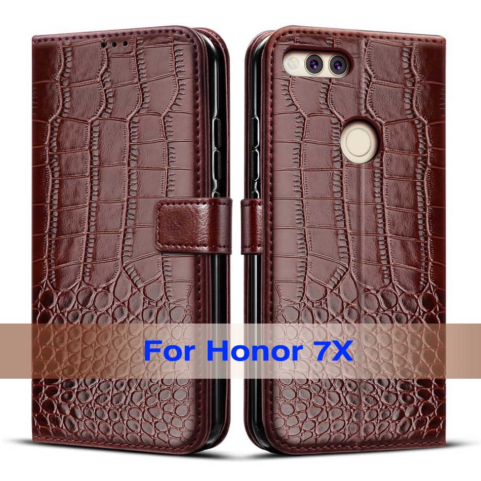 Para huawei honor 7x caso silicone tpu flip caso de couro para huawei honor 7x casos de telefone magnético capa honor7x: Deep Brown