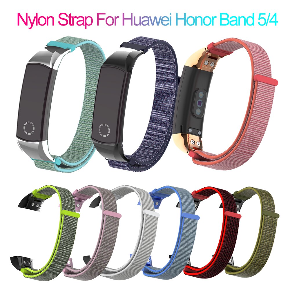 1PC Nylon Strap For Huawei Honor Band 5 4 Sport loop Bracelet Replacement Watch Band Metal Fixed Smart Watch Accessories