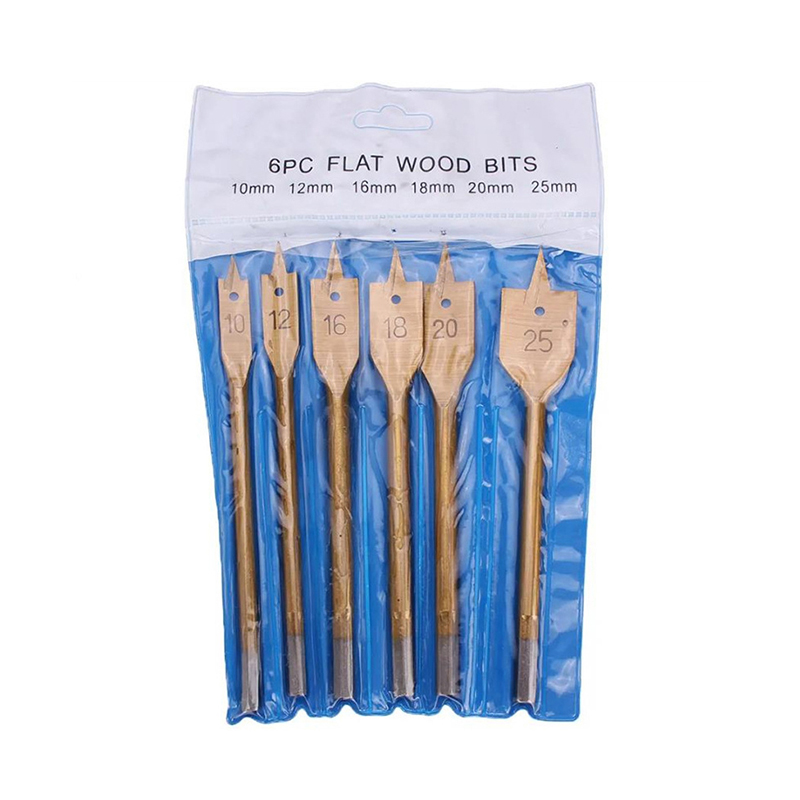 6 Stks/set 10-25Mm Platte Boren Duurzaam High-Carbon Staal Houten Hand Boor Titanium gecoat Spade Houtbewerking Power Tool