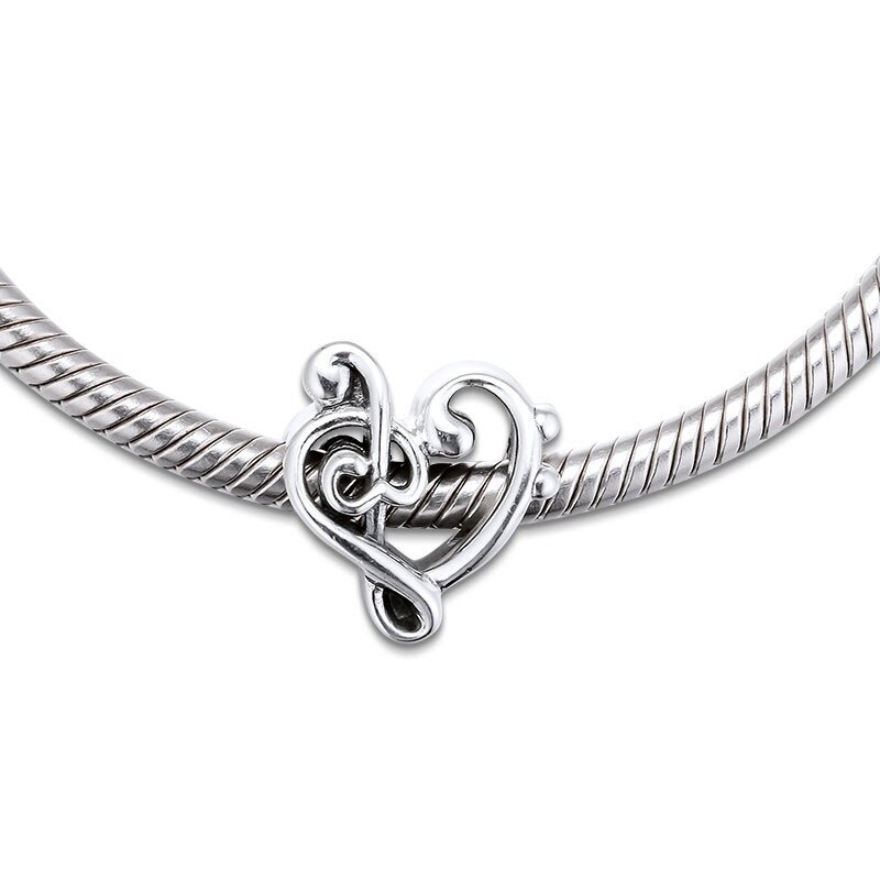 Fit 925 Silver Original Charms Bracelets Openwork Love Music Charm Bead Pendant For Bracelets Sterling Bangle Jewelry Making DIY