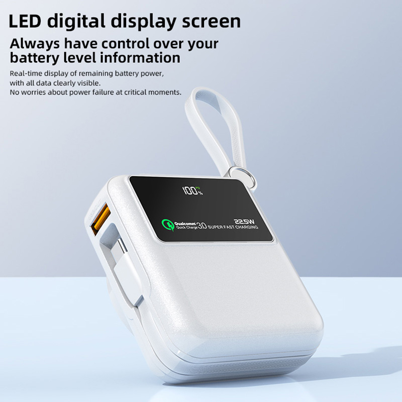 Kiki Shoot PD 22.5W Fast Charge Power Bank 10000mAh Mini Powerbank CCC Certified Battery with Cable for iPhone Xiaomi Huawei