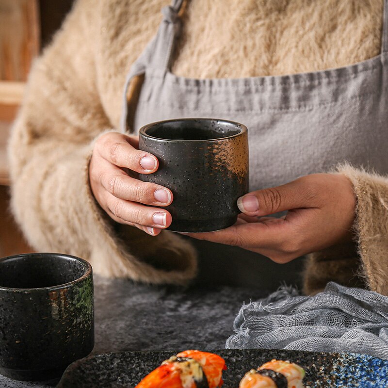 Taza de té japonesa LUWU, taza de agua, gres cerámico Kungfu pintado a mano, recipientes para beber té 200ml