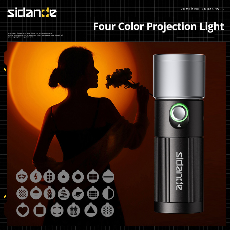 SIDANDE PHOTOOLEX 10W Flashlight Four Color Projection Light Built-in 8400mAh Rechargeable Battery For 4 hours Full-power output
