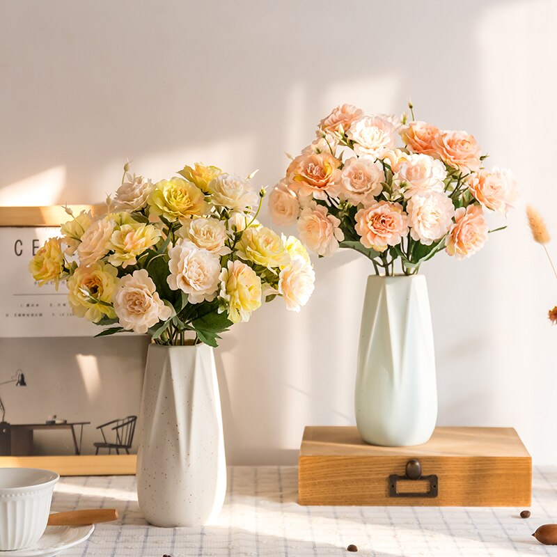 14 blomsterhoveder 1 stk smuk rose pæon kunstig silke blomst lille buket familiesammenkomst forår bryllup dekoration gettin