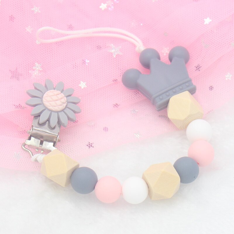 1 Pcs Leuke Pacifer Houder Bloem Patroon Baby Baby Pacifer Clip Keten Cartoon Kinderen Baby Pacifer Kralen Keten Levert