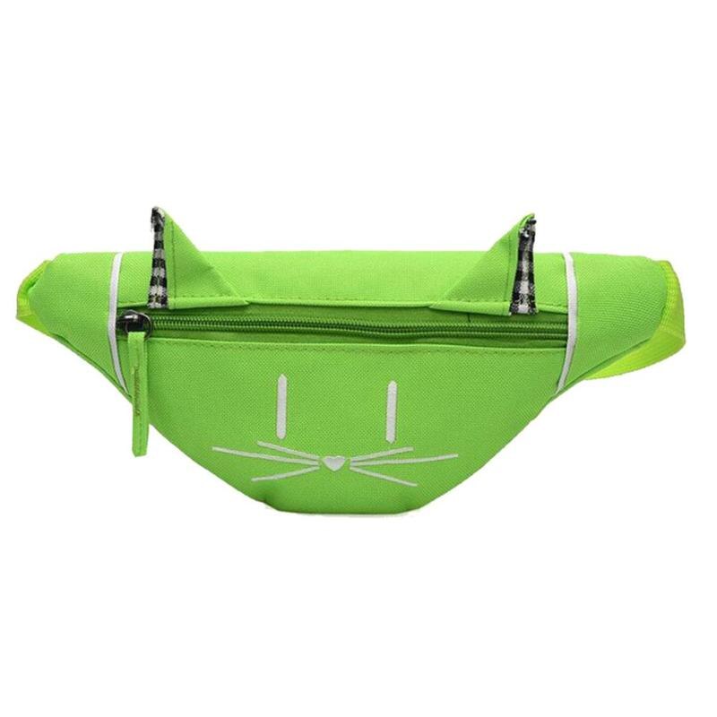 Enfants couleur unie bande dessinée mignon impression sacs à bandoulière pour enfants garçons filles décontracté taille Fanny ceinture paquets toile Zipper poitrine sacs: green