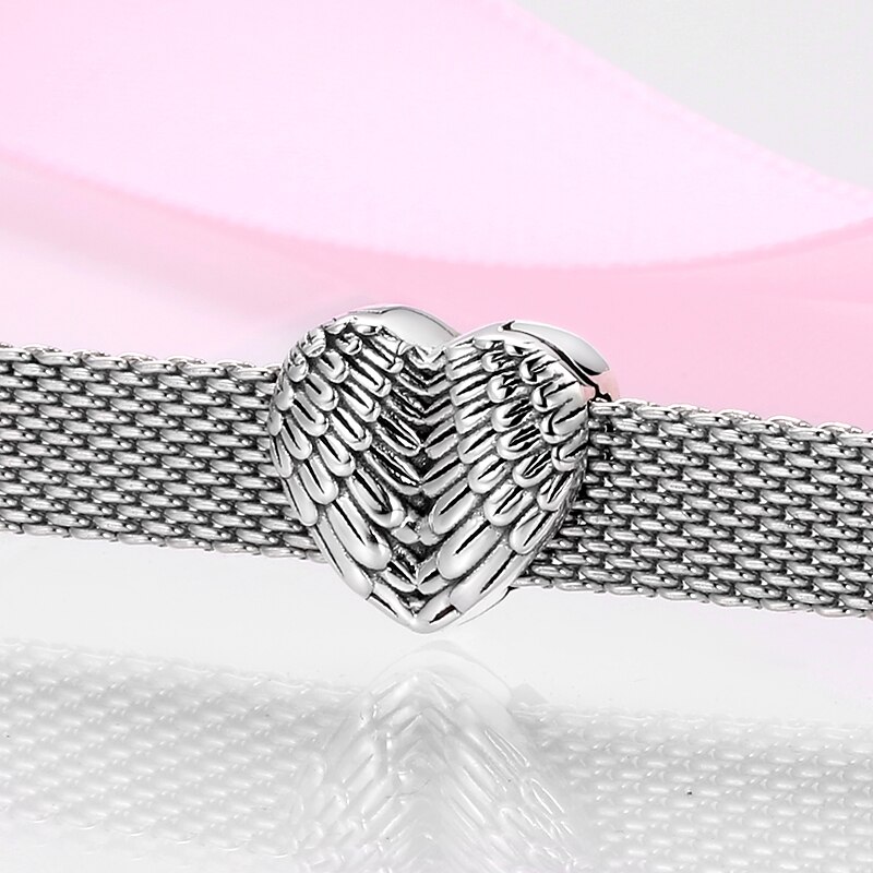 Amor de la plata esterlina 925 corazón alas de Ángel encantos del grano Clip Fit Original reflexión pulsera del encanto de las mujeres accesorios joyas y bisutería