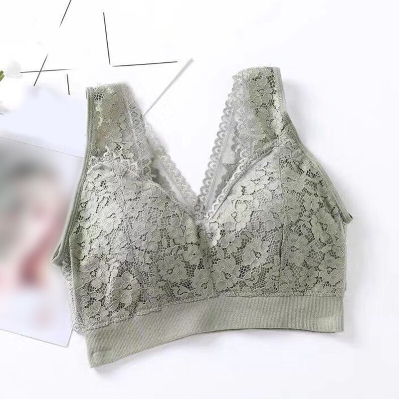 Sømløst undertøy dyp v-hals bralette sommer blonder trådløse bher dameundertøy myke aktive bh'er med stor stropp