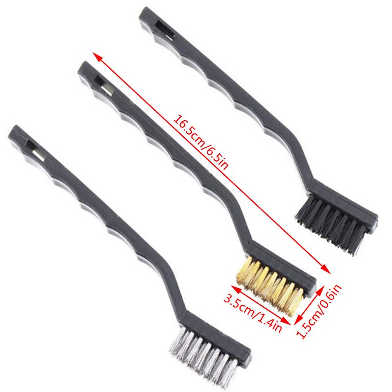 Mini Edelstahl Rost Pinsel Durcheinander Reinigung Polieren Detail Metall Pinsel Draht Zahnbürste Reinigung Werkzeug Familie Bausatz 3Stck