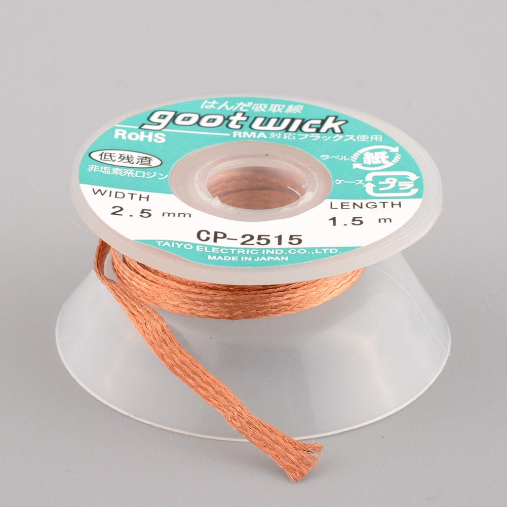 Suction Line Desoldering Wire 1PCS 2.5mm Remover 1.5m Wicks Solder Tin Soldering Residue Tin CP-2515 Braid BGA