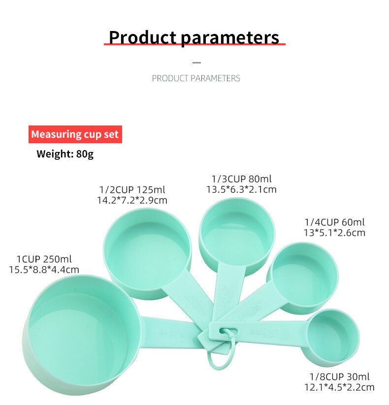 Measuring Spoon and Measuring Cup Baking Tool DIY Cake Baking Formula Milk Powder Spoon 5-Piece Scale Set