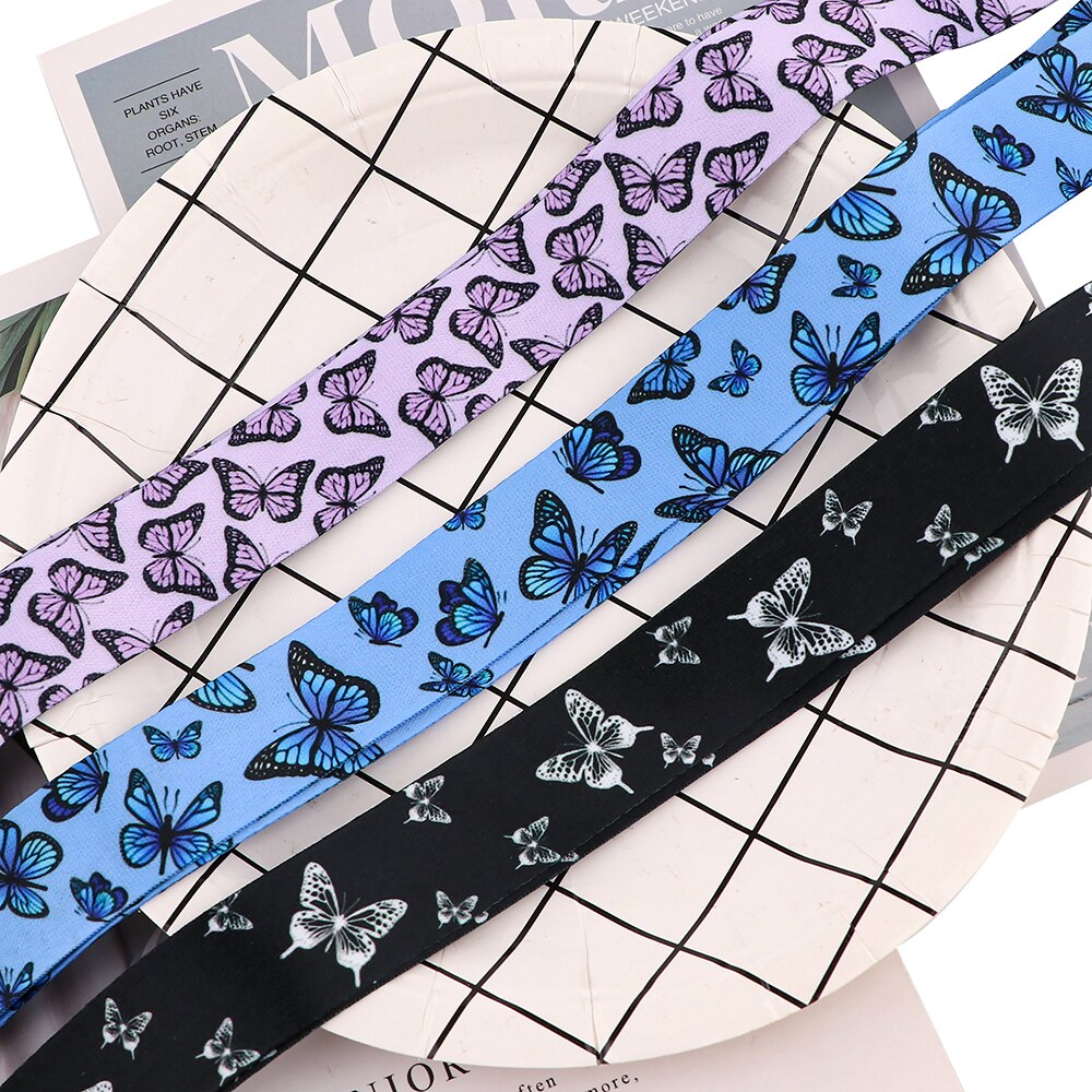 PC3587 Purple Blue Black Monarch Butterfly Painting Art Key Chain Lanyard Neck Strap For Phone Keys ID Card Lanyards