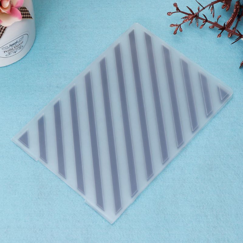 Plastic Embossing Folder Template For DIY Scrapbook Photo Album Card Paper Craft Diagonal Stripes N1HA