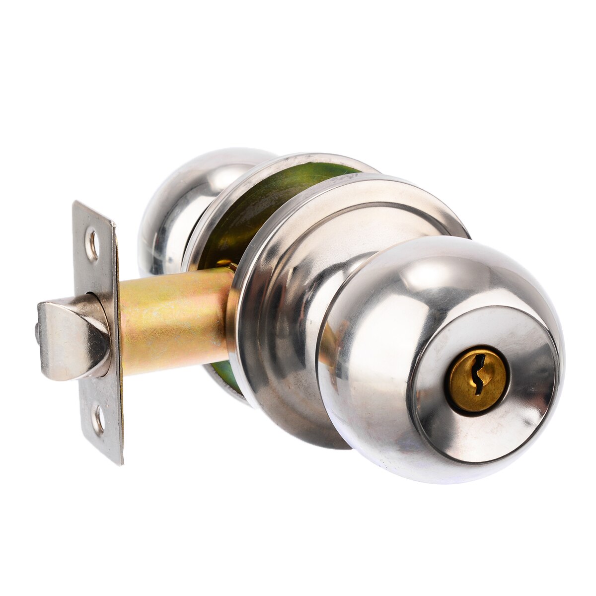 Rustfrit stål rund kugle privatliv dørhåndtag sæt badeværelse håndtag lås med nøgle til dør hardware forsyninger