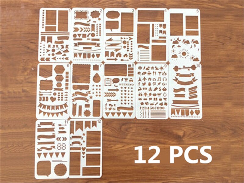20Pcs/12Pcs Bullet Journal Stencil, This Week, Planner Stencil Bullet Journal Accessories Planner DIY DrawingTemplate Craft: 12 PCS
