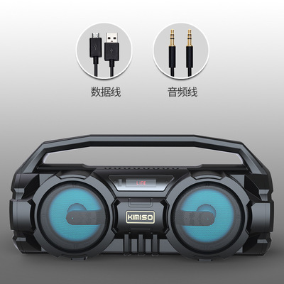 Leistungs starke Bluetooth-Lautsprecher Hifi EQ kabellos Subwoofer Heimkino MP3-Spieler Radio Karaoke mit Mikrofon Super Bass Boom Kasten: Schwarz