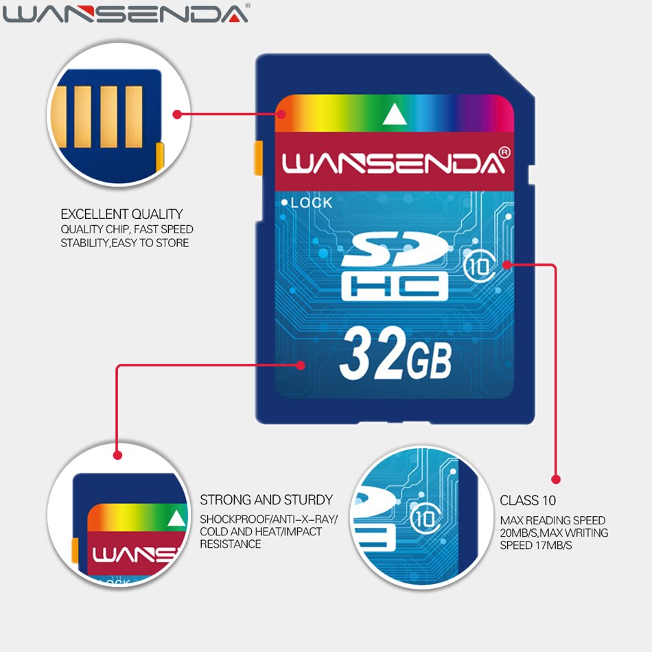 100% reale Kapazität WANSENDA SD Karte 32GB 64GB Speicher Karte 16GB 8GB 4GB SDHC SDXC Blitz Speicher Karte freies paket