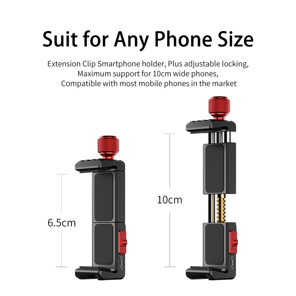 Ulanzi ST-14 Iron Man III Metal Vertical Shooting Smartphone Phone Mount Holder Clamp W Cold Shoe Smartphone Vlog Tripod Mount