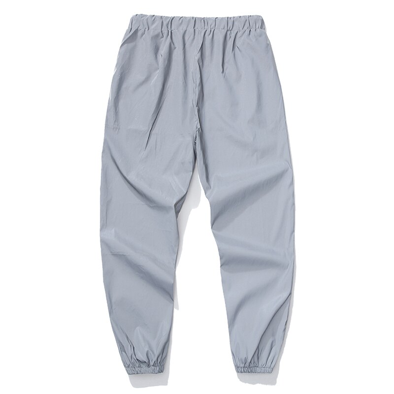 Streetwear de hombres pantalones reflectantes de los nuevos hombres de la calle cordón pantalones de Hip Hop Harem pantalones bailarina