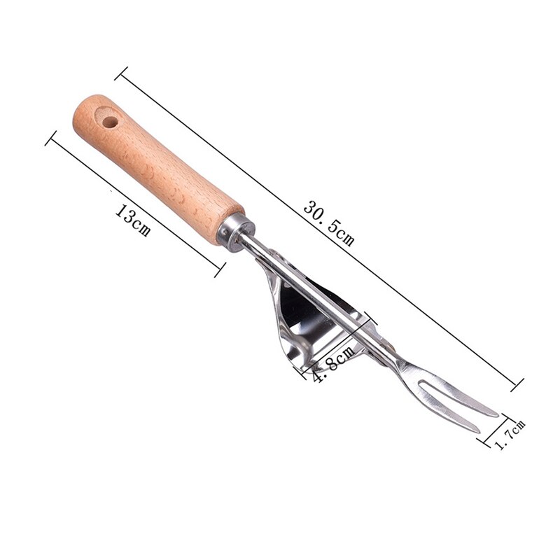 1pc Manual Weeder Fork Metal Hand Garden Wood Handle Digging Puller Weeding Tool Garden Transplanting Digging Tools