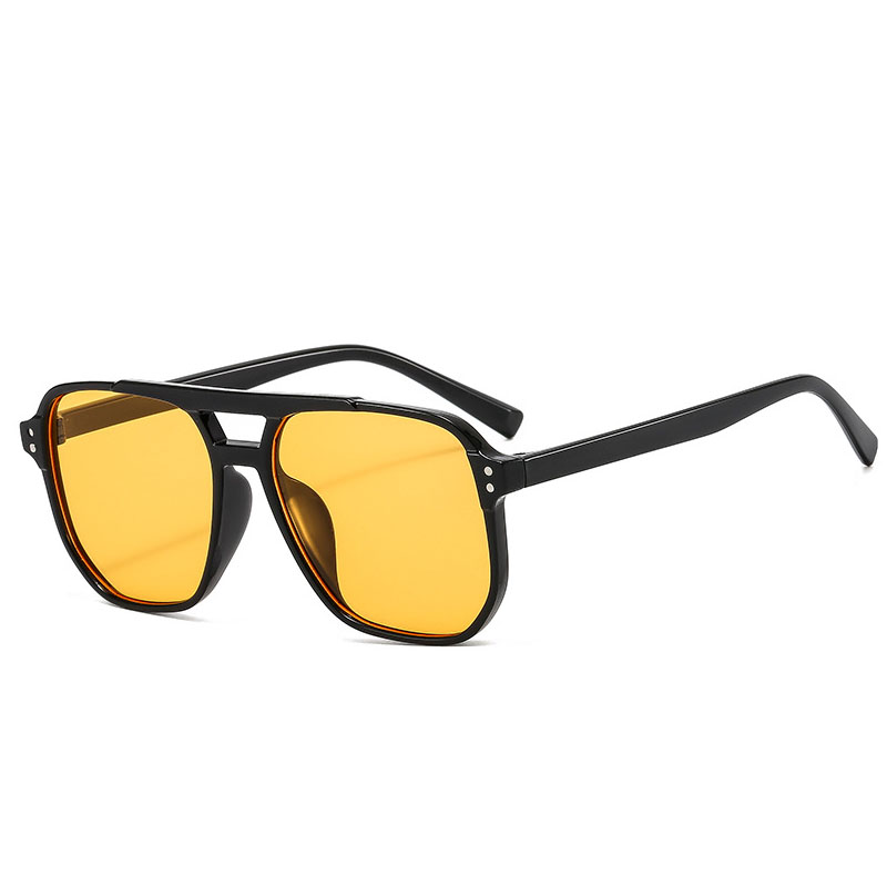 Lunettes de soleil à double pont pour hommes et femmes, protection des yeux de plage, lunettes de soleil à grand cadre, nuances pilotes, punk, rétro, voyage, été, , UV400: Bleu