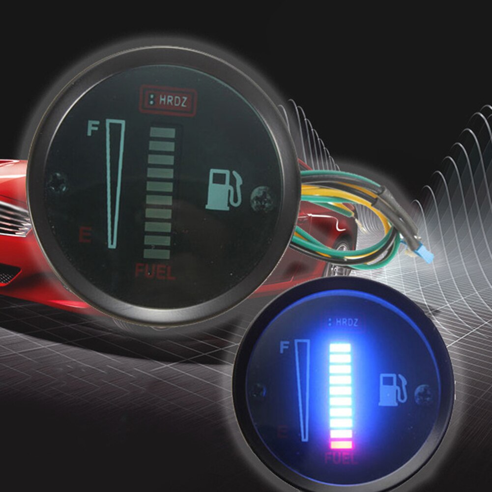 12V Dc 52Mm Led Display Universele Gemodificeerde Niveau Sensor Indicator Fuel Gauge Voor Auto Motorcycle Vervanging Duurzaam Accessoires