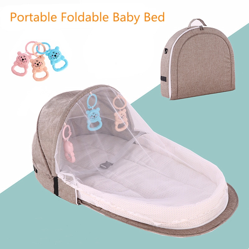 Baby Draagbare Opvouwbare Bed Pasgeboren Reizen Wieg Met Speelgoed Baby Slapen Mand Baby Bed Wieg Bumper Baby Room Decor