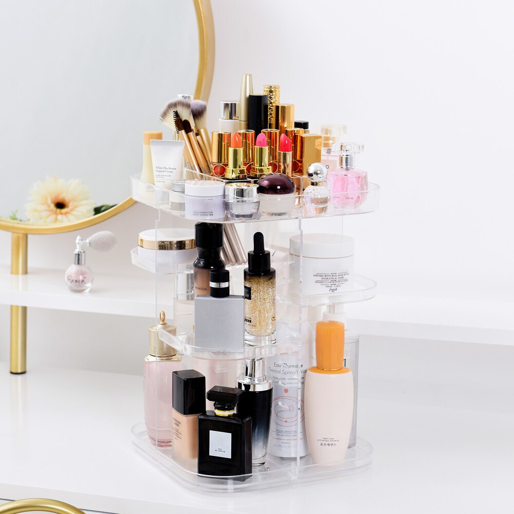 Make-Up Organizer 360 Graden Rotatie Cosmetische Vitrine Opslag Verstelbare Hoogte Make Up Organizer Voor Lipsticks Crèmes