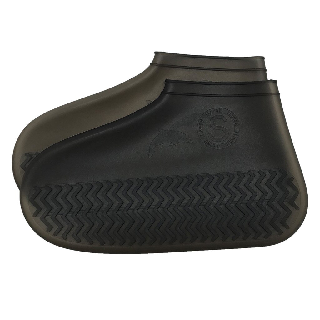 Rain Day Shoes Cover Unisex Reusable Rain Gear Boots Snow Shoes Covers Waterproof Shoes Overshoes Clear Silicone Flat S/M/L: Black / L