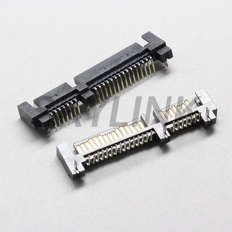 SATA Connector Male 7P+15P 22Pin Hard Disk Interface Right Angle Curved Pin Connector Socket PCB Mount