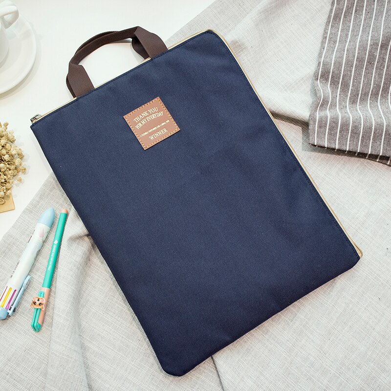 Organizador de documentos A4, maletín de nailon impermeable para hombre y mujer, bolso de oficina funcional, porta documentos, Maletín de negocios: Deep Blue