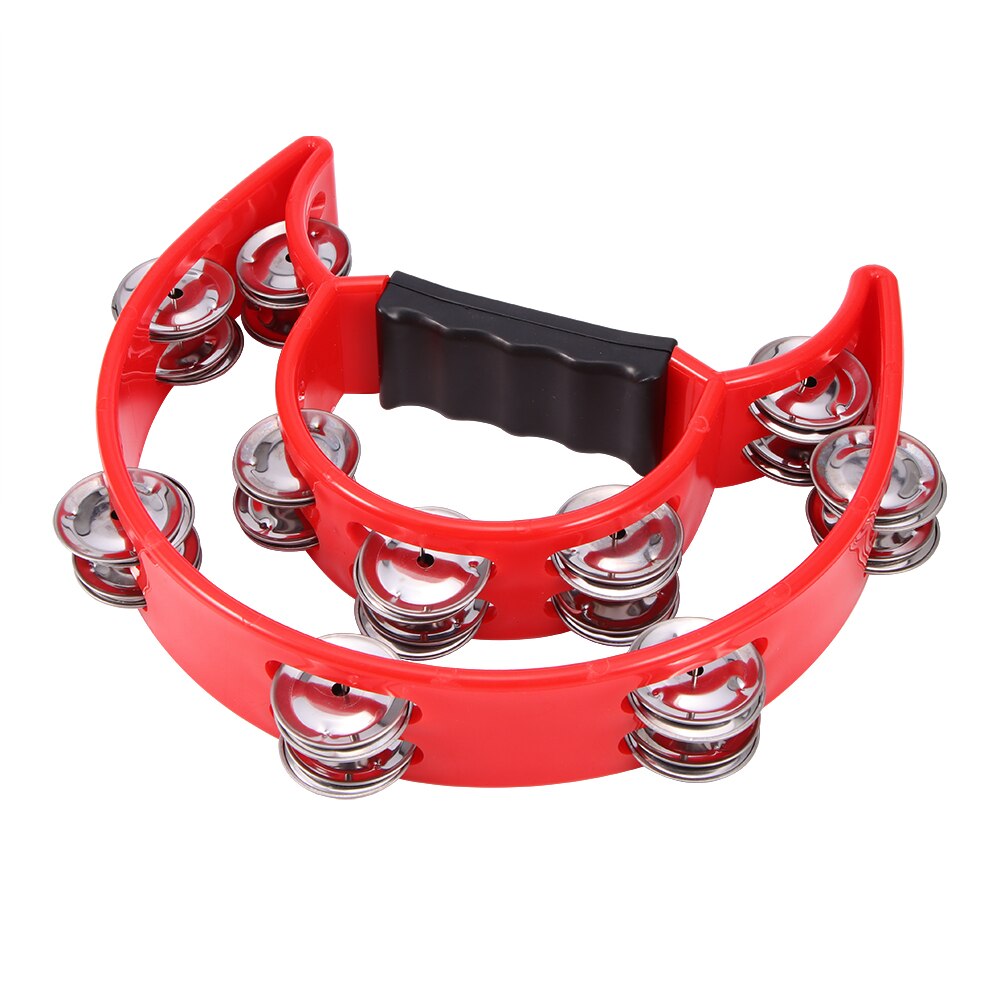 Plastic Hand-Held Percussion Instrument Tambourine Hand Drum Percussion Instrument Double Flower Drum Ring Rattle Four Colors