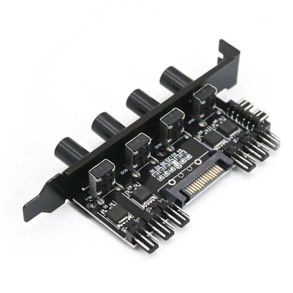 Computer Case Fan Hub Regulator DC 12V 8 Way 4 Knob SATA/3Pin Speed Controller Fan Control Cooling Fan hub