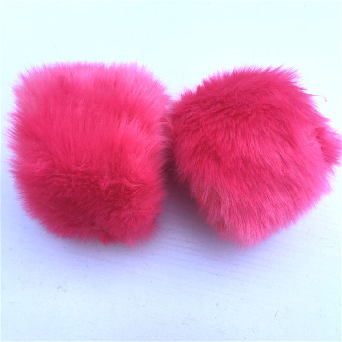 1 par kvinder vinter varm imiteret pels elastisk håndledsslag på manchetter damer ensfarvet armvarmer plys håndledsbeskytter: Vandmelon rød