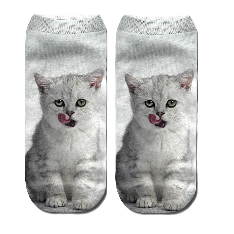 Calcetines hasta el tobillo con estampado de gato en 3d para niños y adolescentes, 1 par, calcetines hasta la rodilla con amortiguadores para niñas, calcetines para niños: kids Socks 3