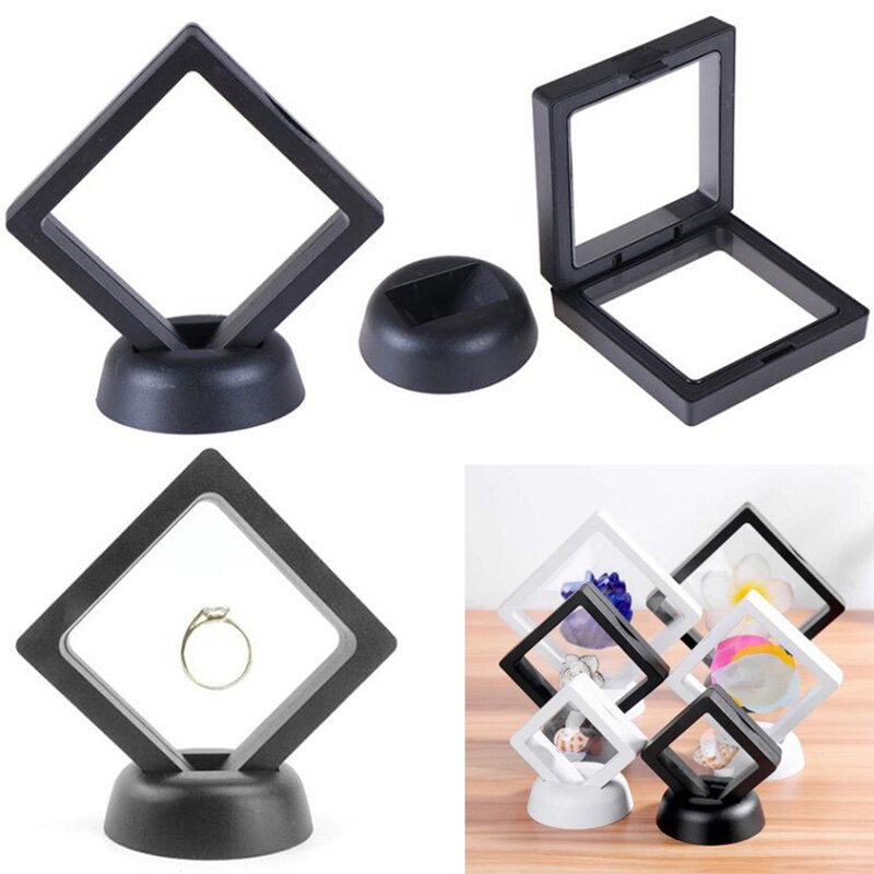 1pcs Square 3D Floating Jewelry Coin Display Frame Holder Box Case Stand Home Decoration