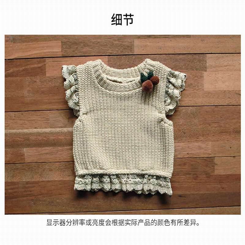 Pull tricoté en dentelle pour bébé fille, gilet, vêtements d'hiver, collection automne-hiver , E20592: beige / 120cm