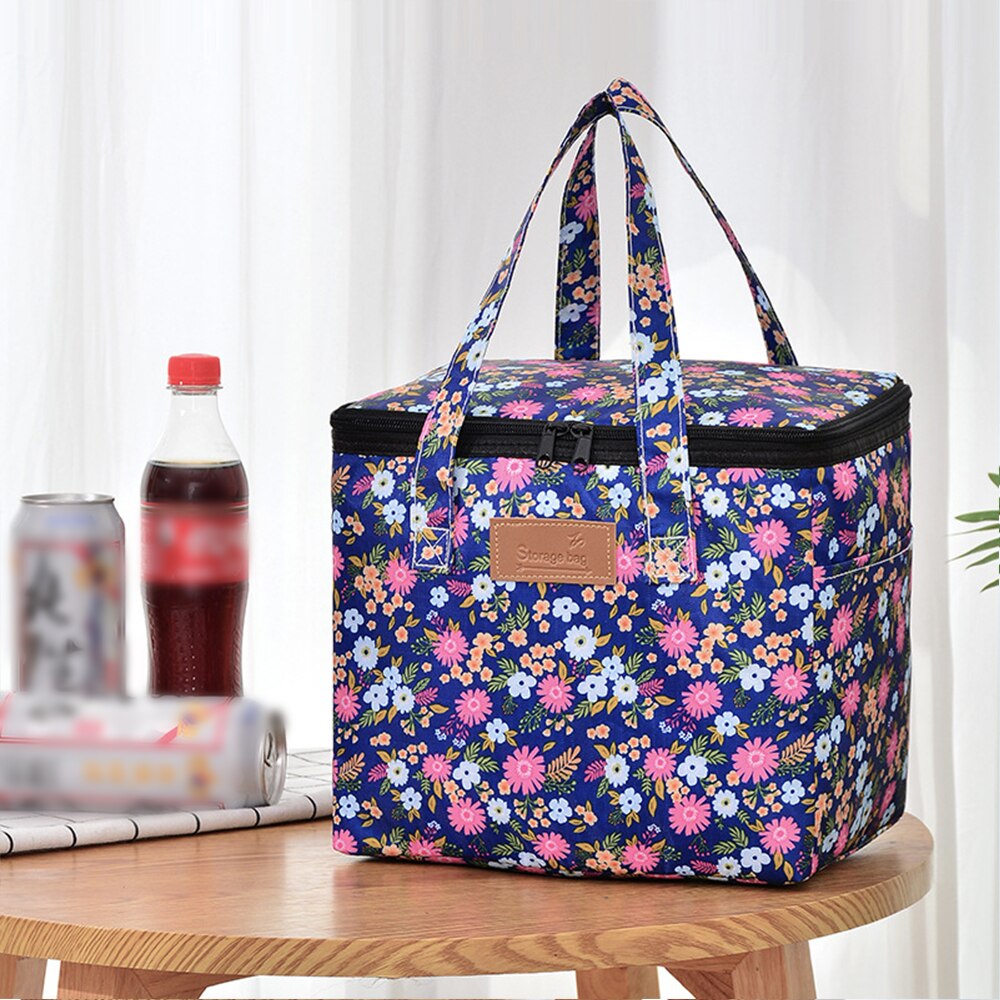 Functional Pattern Cooler Lunch Box Portable Insulated Canvas Lunch Bag Thermal Food Picnic Lunch Bags For Women Kids Handbags: 1