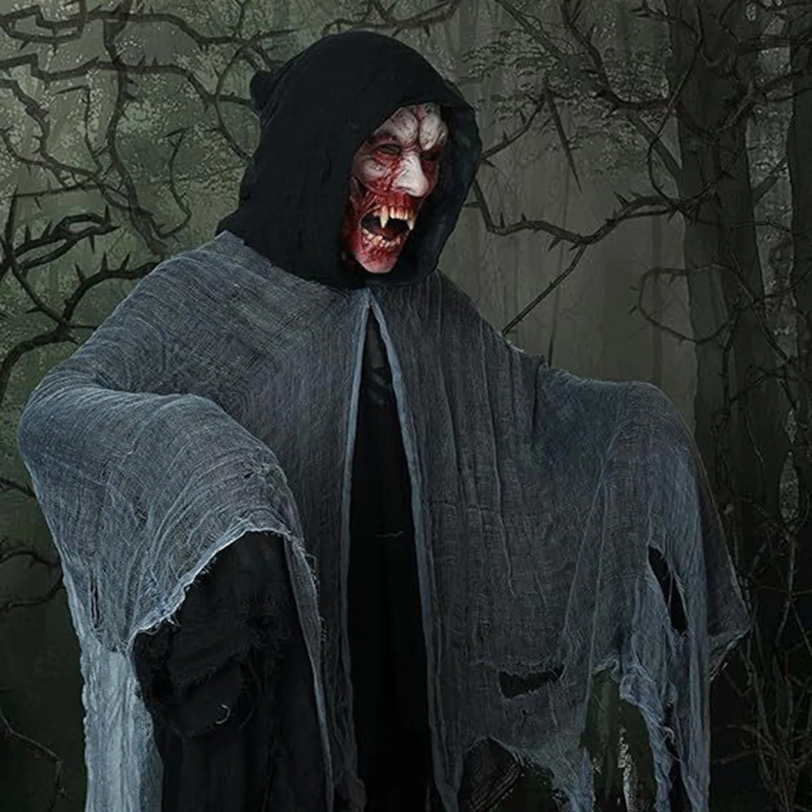 Trajes de bruxa halloween adulto manto vampiro com capuz cosplay traje manto assustador grim reaper vestir-se brincadeira horror traje adereços