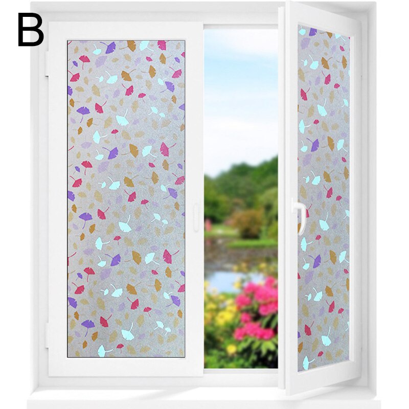 Película de Ventana de vidrio opaco esmerilada con flores de 45cm * largo y 100cm para privacidad de ventanas pegatinas de vidrio adhesivo decorativo para el hogar: B