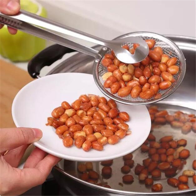 Buffet mad servering tang køkken rustfrit stål mesh stegning mad tang klip olie dørslag køkken gadgets snack friture si