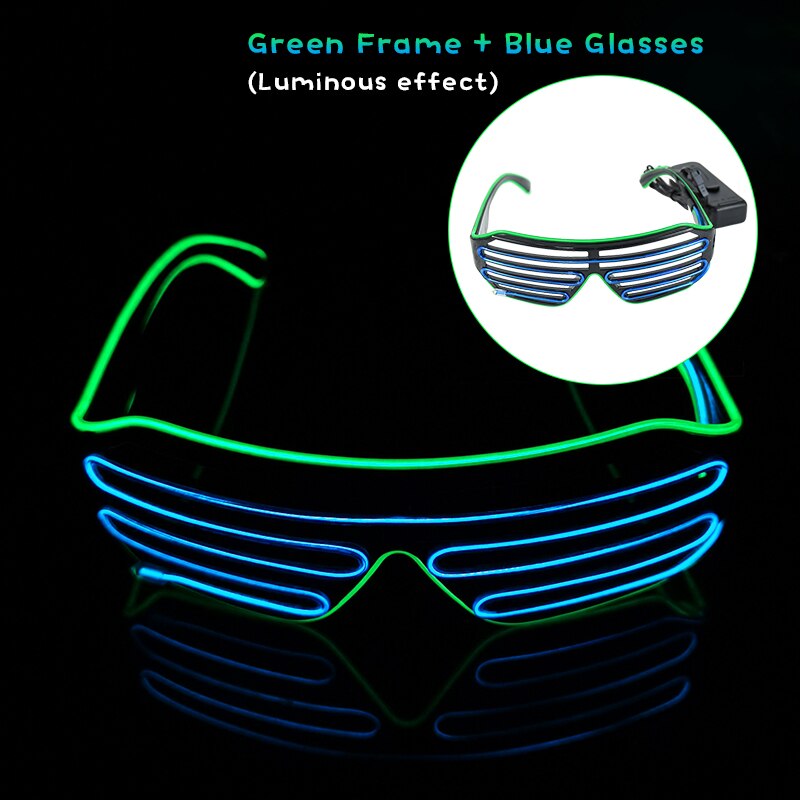 Gafas luminosas LED para Halloween, brillo de neón brillante, luz intermitente, gafas de sol de cristal para suministros de , disfraces de utilería: Z08