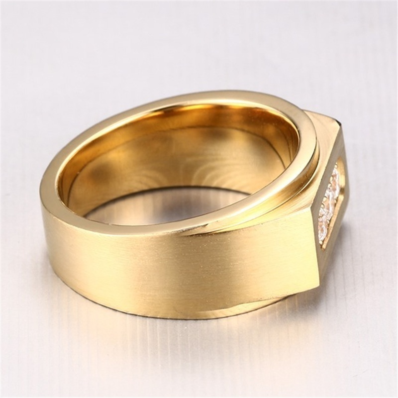 Charm #39 tilbehør enkel guld rustfrit stål zirkon #39 ring